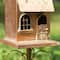 Glitzhome® 53" Farmhouse Faux Copper 2-Tiered Metal Garden Birdhouse with Stake